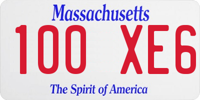 MA license plate 100XE6
