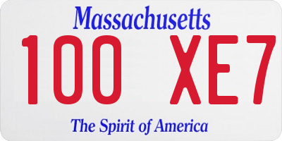 MA license plate 100XE7