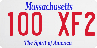 MA license plate 100XF2