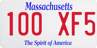 MA license plate 100XF5