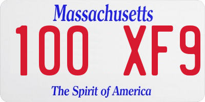 MA license plate 100XF9