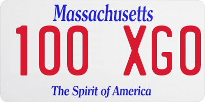 MA license plate 100XG0