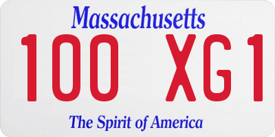 MA license plate 100XG1