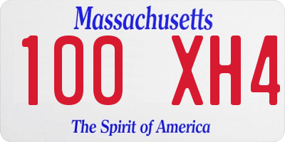 MA license plate 100XH4