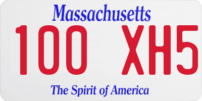 MA license plate 100XH5