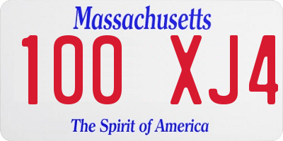MA license plate 100XJ4