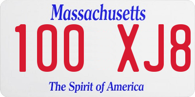 MA license plate 100XJ8