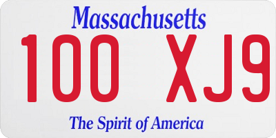 MA license plate 100XJ9
