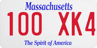 MA license plate 100XK4