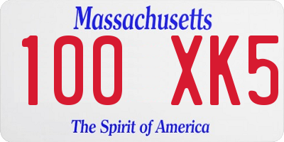 MA license plate 100XK5