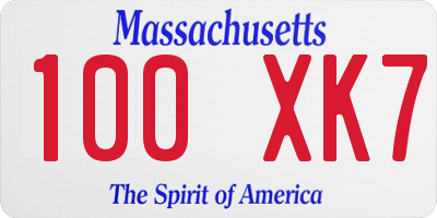 MA license plate 100XK7