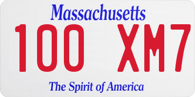 MA license plate 100XM7