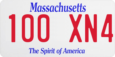 MA license plate 100XN4