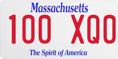 MA license plate 100XQ0