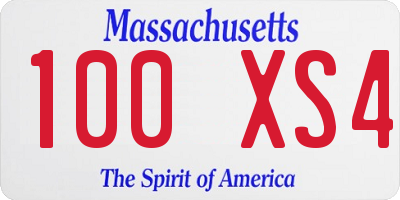 MA license plate 100XS4