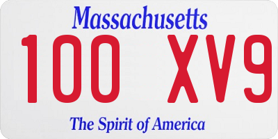 MA license plate 100XV9