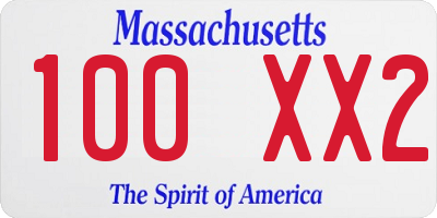 MA license plate 100XX2