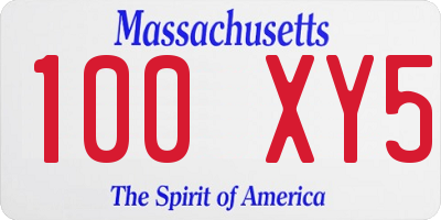 MA license plate 100XY5