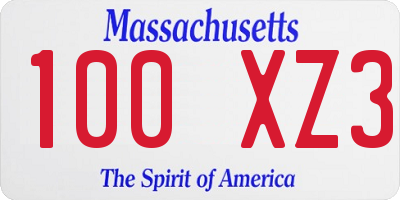 MA license plate 100XZ3