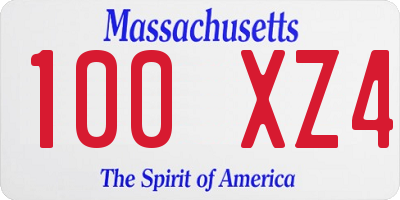 MA license plate 100XZ4