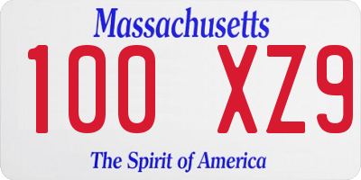 MA license plate 100XZ9