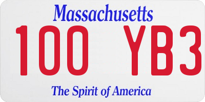 MA license plate 100YB3