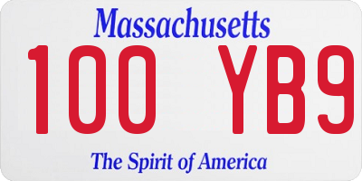 MA license plate 100YB9