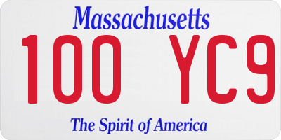 MA license plate 100YC9