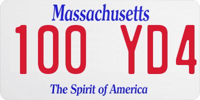 MA license plate 100YD4