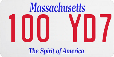 MA license plate 100YD7