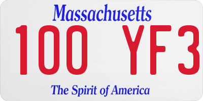 MA license plate 100YF3