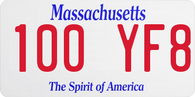 MA license plate 100YF8