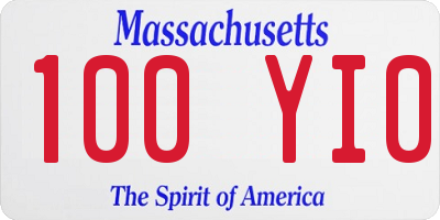 MA license plate 100YI0