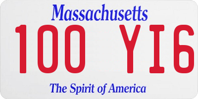 MA license plate 100YI6