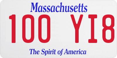 MA license plate 100YI8