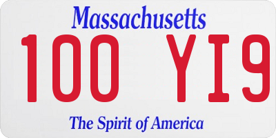 MA license plate 100YI9