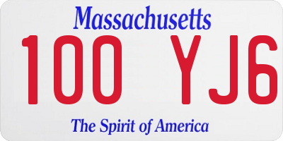 MA license plate 100YJ6