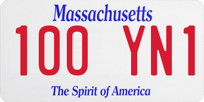 MA license plate 100YN1