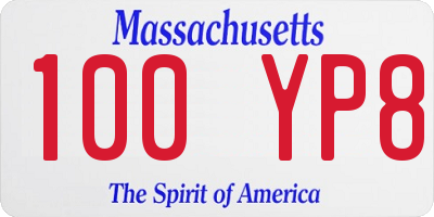 MA license plate 100YP8