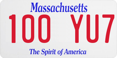 MA license plate 100YU7