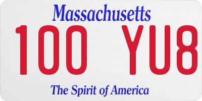 MA license plate 100YU8