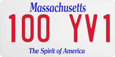 MA license plate 100YV1