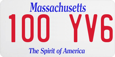 MA license plate 100YV6