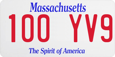 MA license plate 100YV9