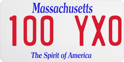 MA license plate 100YX0