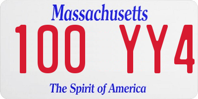 MA license plate 100YY4