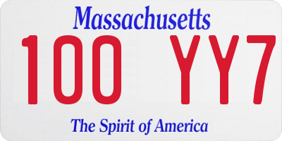 MA license plate 100YY7
