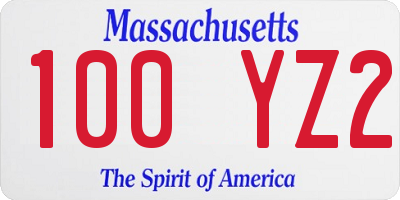 MA license plate 100YZ2