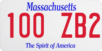 MA license plate 100ZB2