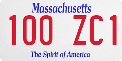 MA license plate 100ZC1